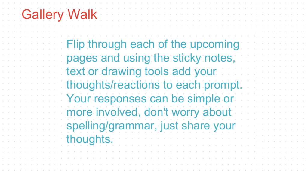 Gallery Walk Online Experiential Tools